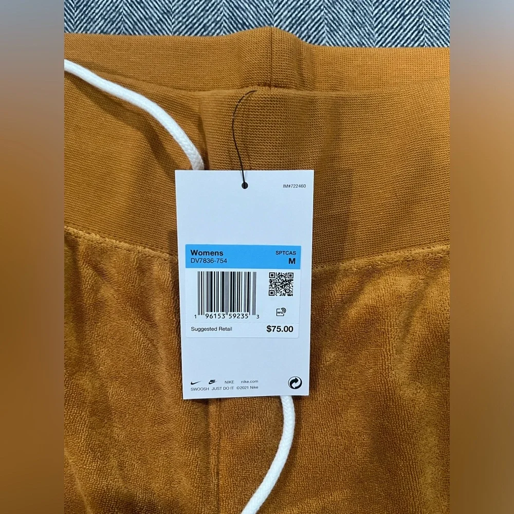 NIKE SPORTSWEAR WOMEN'S YELLOW TERRY WIDE LEG PANTS | M - Picture 7 of 9